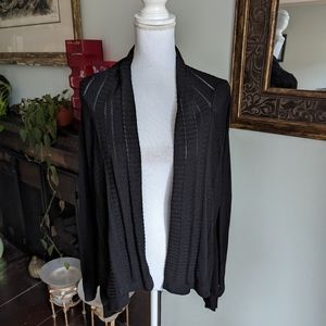 Anthropologie Women's Small Black Open Front Open Knit Detail Cardigan 150